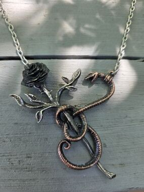 Alchemy Gothic "A Rose for Eve" Serpent And Rose Necklace